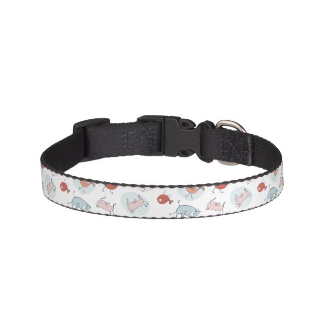pattern with cartoon birds pet collar (Front)