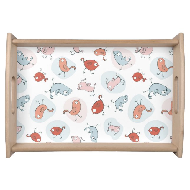 pattern with cartoon birds serving tray (Front)