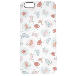 pattern with cartoon birds clear iPhone 6 plus case