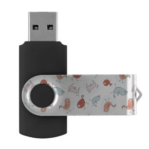 pattern with cartoon birds USB flash drive