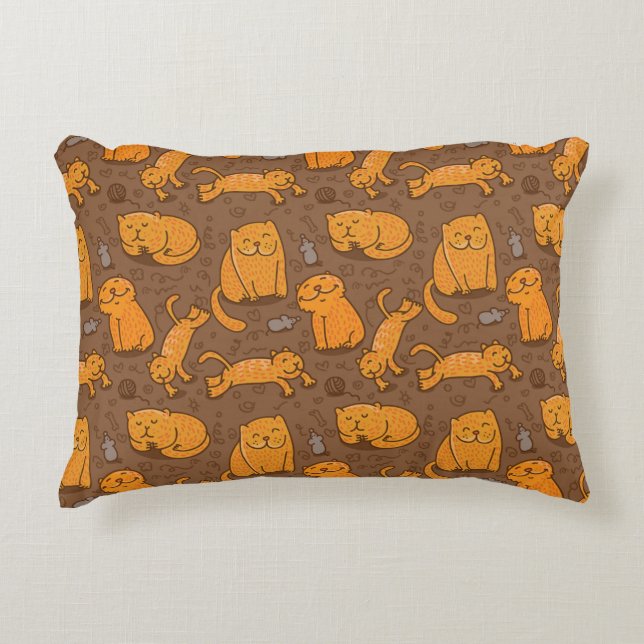 Pattern With Cats Accent Pillow (Front)