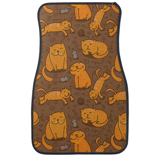 Pattern With Cats Car Mat (Front)