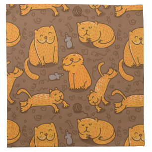 Pattern With Cats Cloth Napkin