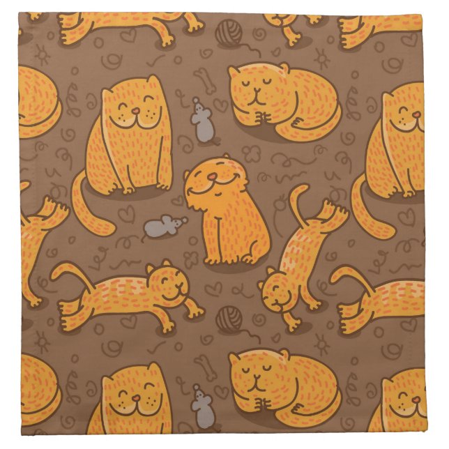 Pattern With Cats Cloth Napkin (Front)