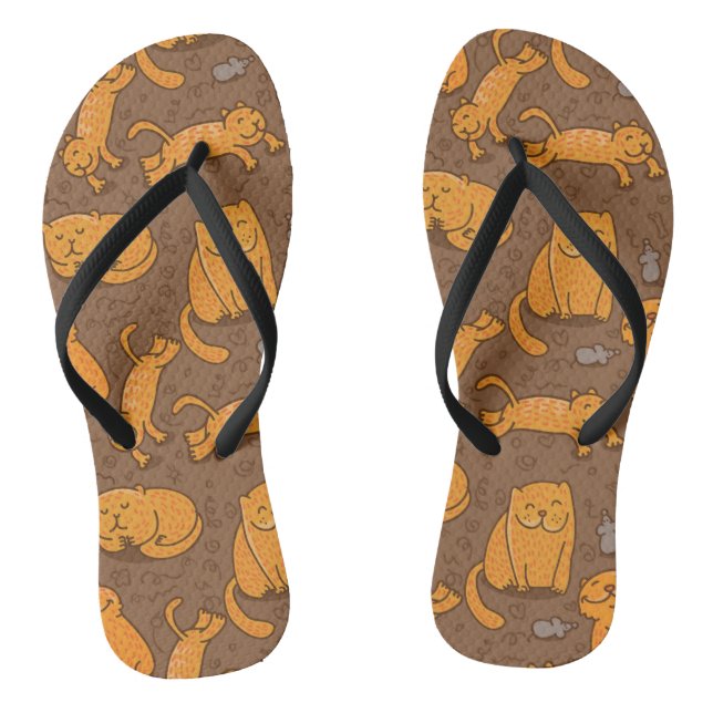 Pattern With Cats Flip Flops (Footbed)
