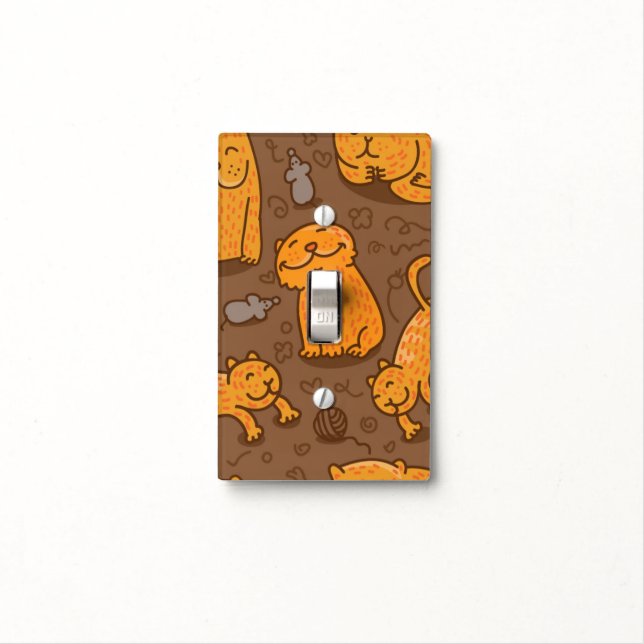 Pattern With Cats Light Switch Cover (In Situ)