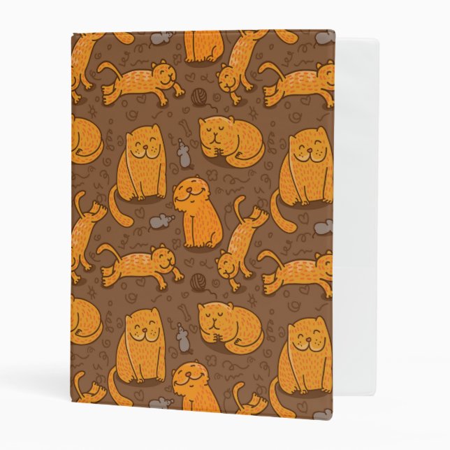Pattern With Cats Mini Binder (Front/Inside)