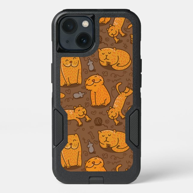 Pattern With Cats Otterbox iPhone Case (Back)