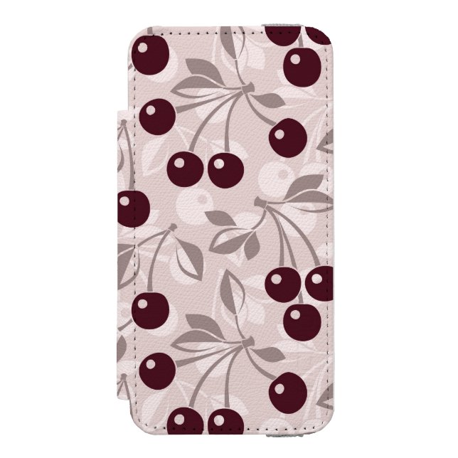 Pattern with Cherries 2 Incipio iPhone Wallet Case (Folio Front)