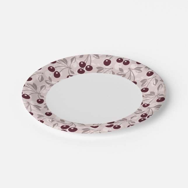 Pattern with Cherries 2 Paper Plates (Angled)