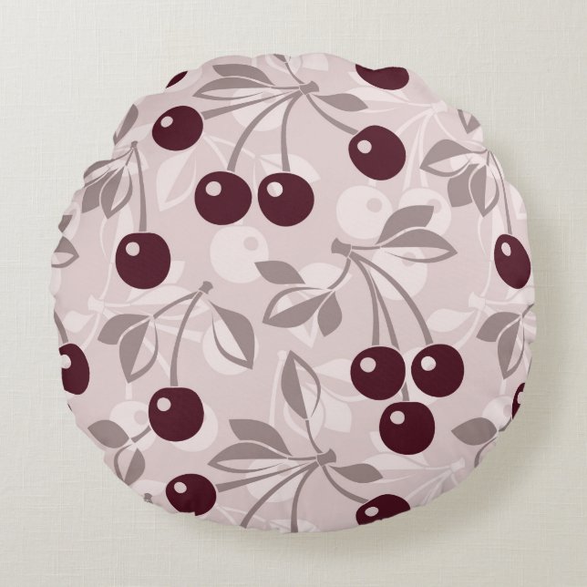 Pattern with Cherries 2 Round Pillow (Front)