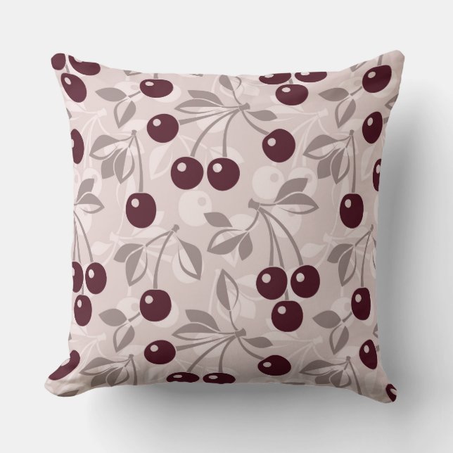 Pattern with Cherries 2 Throw Pillow (Front)