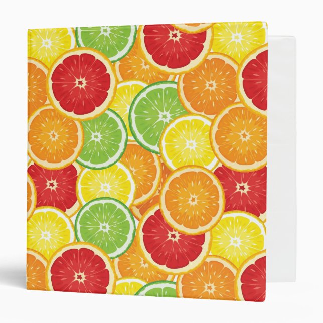Pattern with citrus fruits 3 ring binder (Front/Inside)
