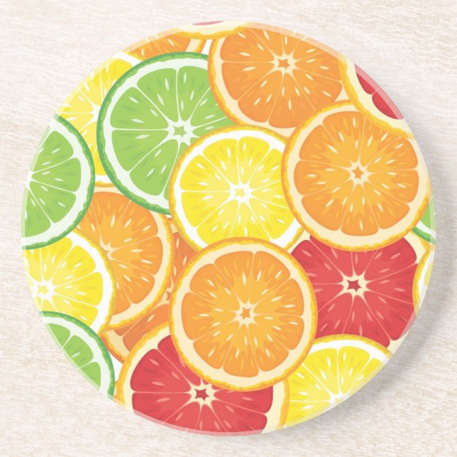 Pattern with citrus fruits drink coaster (Front)