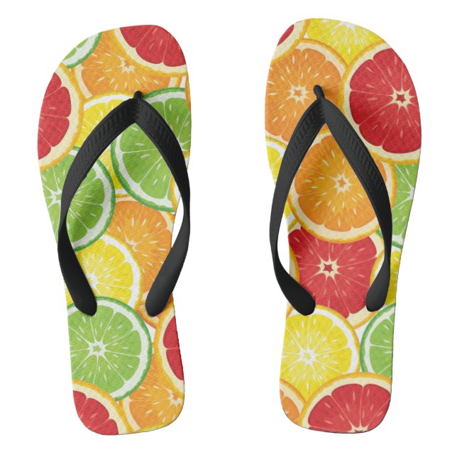Pattern with citrus fruits flip flops (Footbed)