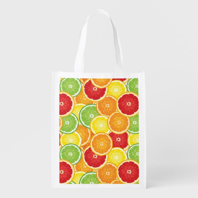 Pattern with citrus fruits grocery bag (Front)