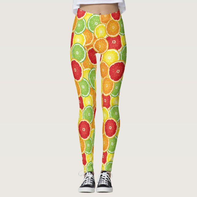 Pattern with citrus fruits leggings (Front)