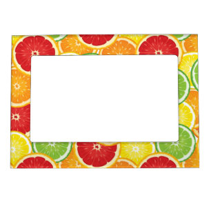 Pattern with citrus fruits magnetic photo frame