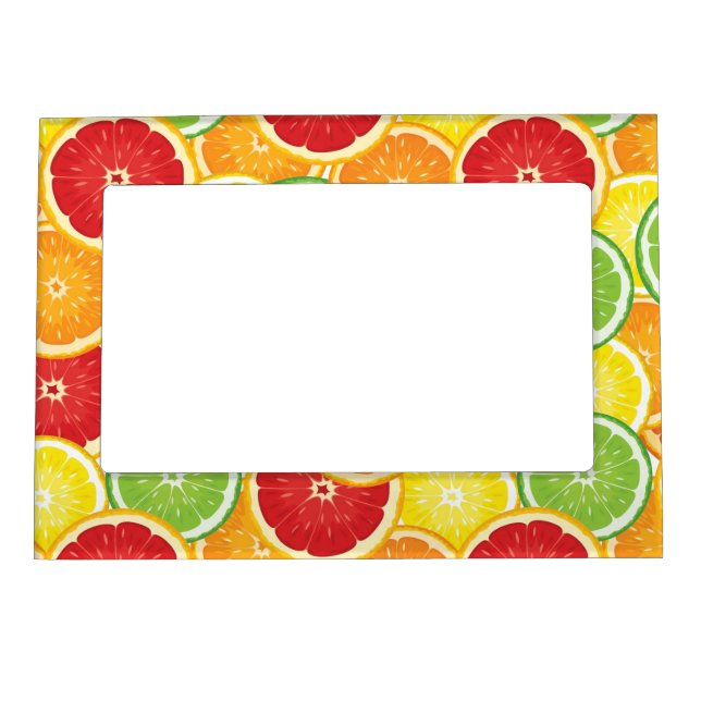 Pattern with citrus fruits magnetic photo frame (Front)