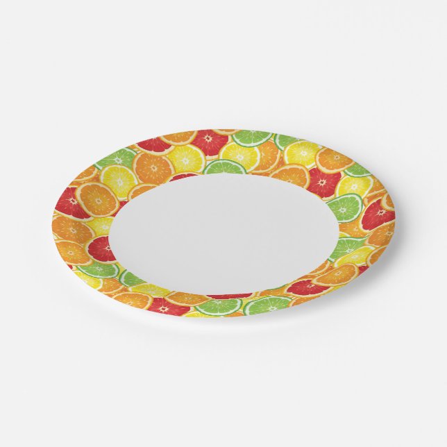 Pattern with citrus fruits paper plates (Angled)