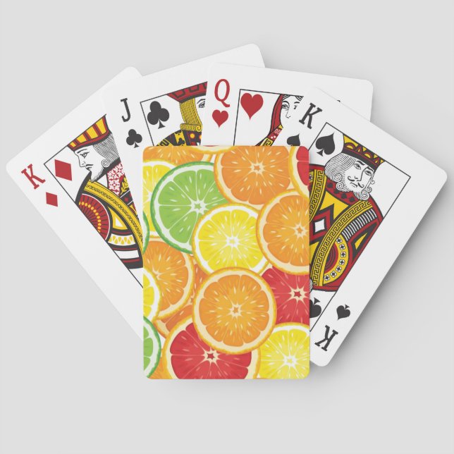 Pattern with citrus fruits poker cards (Back)