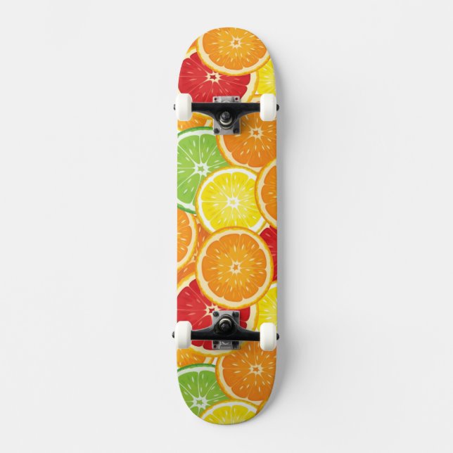Pattern with citrus fruits skateboard deck (Front)