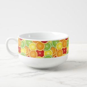 Pattern with citrus fruits soup mug