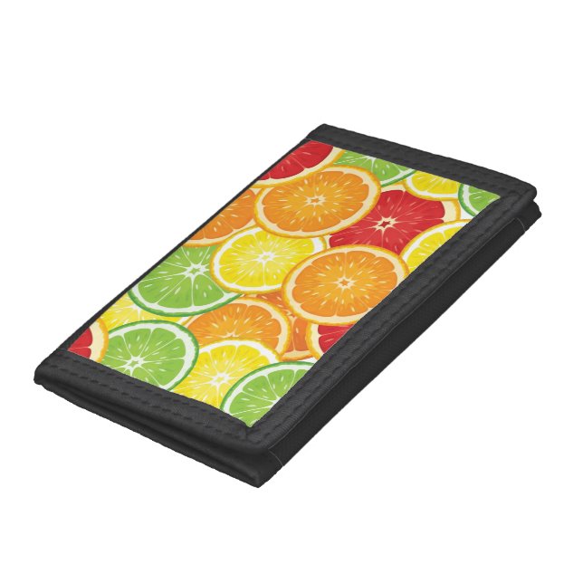 Pattern with citrus fruits tri-fold wallet (Bottom)