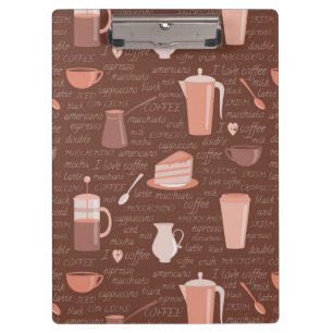 Pattern with coffee related elements clipboard