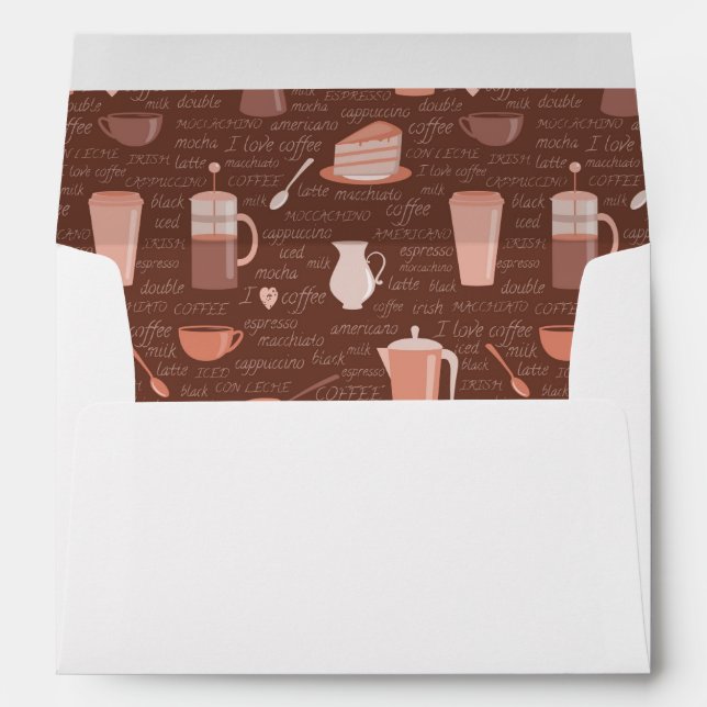 Pattern with coffee related elements envelope (Back (Bottom))