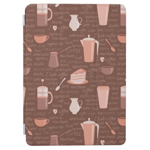 Pattern with coffee related elements iPad air cover