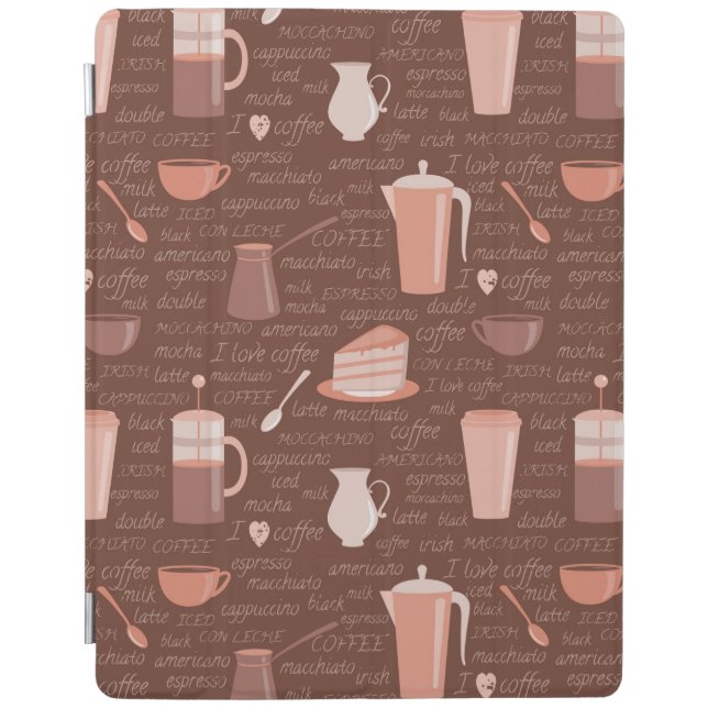 Pattern with coffee related elements iPad smart cover (Front)