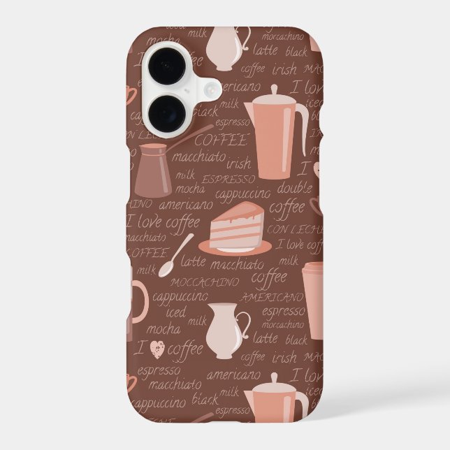 Pattern with coffee related elements iphone case (Back)