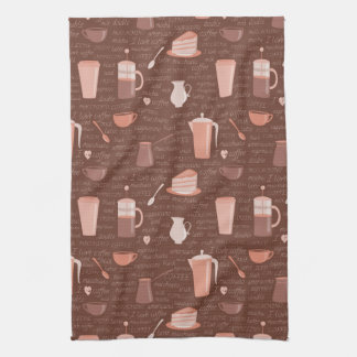 Pattern with coffee related elements kitchen towel