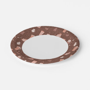 Pattern with coffee related elements paper plates