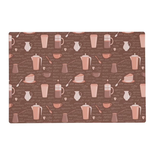 Pattern with coffee related elements placemat (Front)