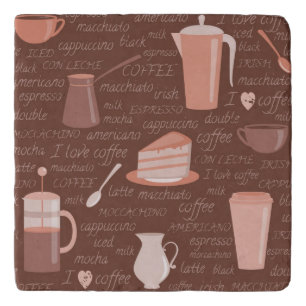 Pattern with coffee related elements trivet