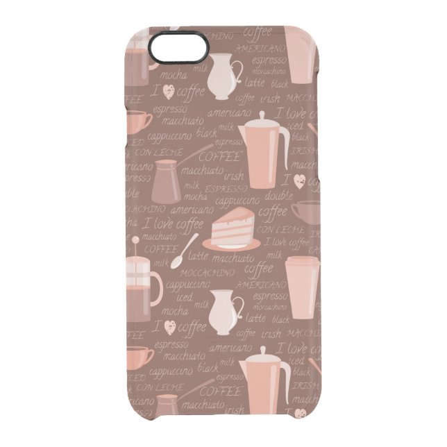 Pattern with coffee related elements uncommon iPhone case (Back)