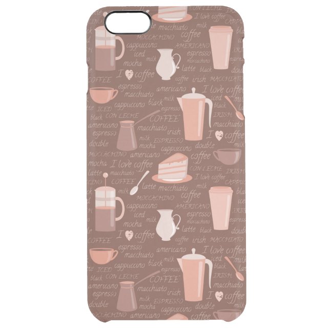 Pattern with coffee related elements uncommon iPhone case (Back)