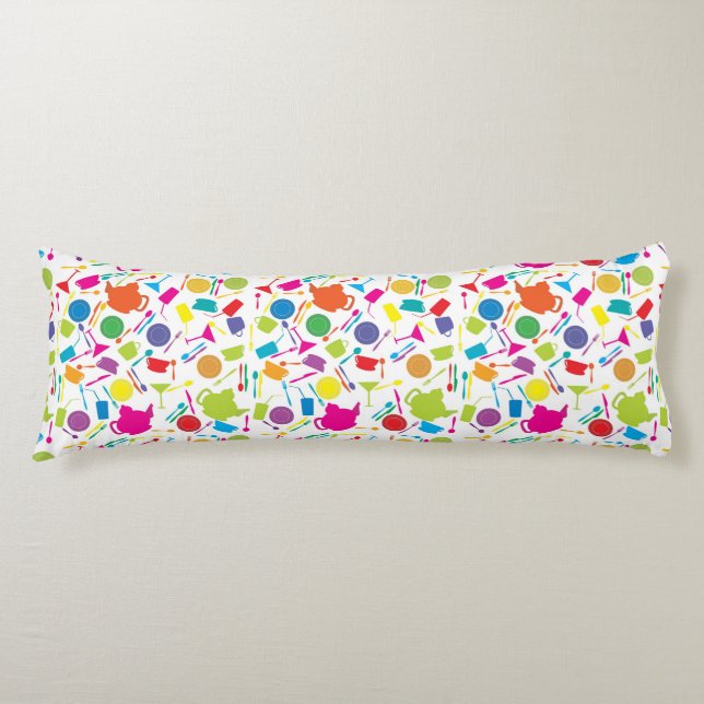 Pattern With Colored Kitchen Stuff Body Pillow (Front)