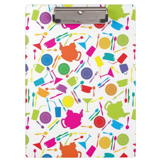 Pattern With Colored Kitchen Stuff Clipboard (Front)