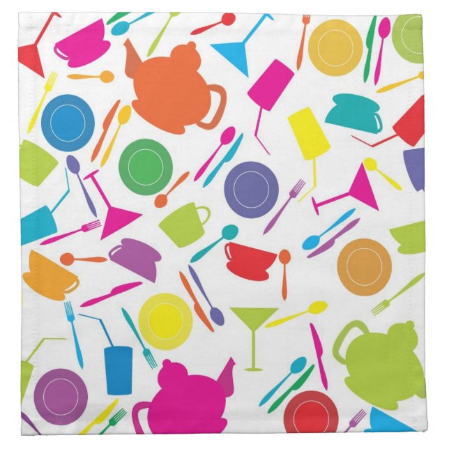 Pattern With Colored Kitchen Stuff Cloth Napkin (Front)