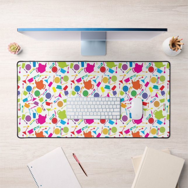 Pattern With Colored Kitchen Stuff Desk Mat (Office 1)