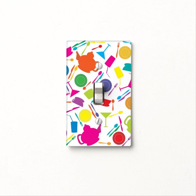 Pattern With Colored Kitchen Stuff Light Switch Cover (In Situ)