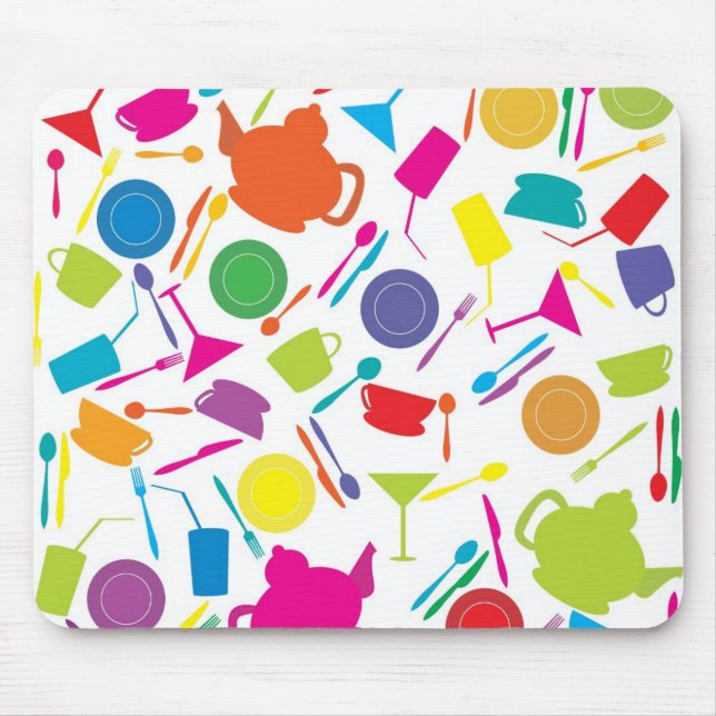 Pattern With Colored Kitchen Stuff Mouse Pad (Front)