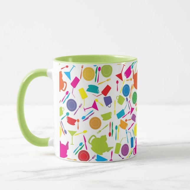 Pattern With Colored Kitchen Stuff Mug (Left)