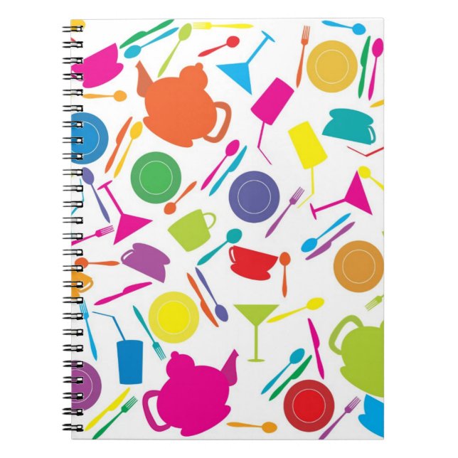 Pattern With Colored Kitchen Stuff Notebook (Front)