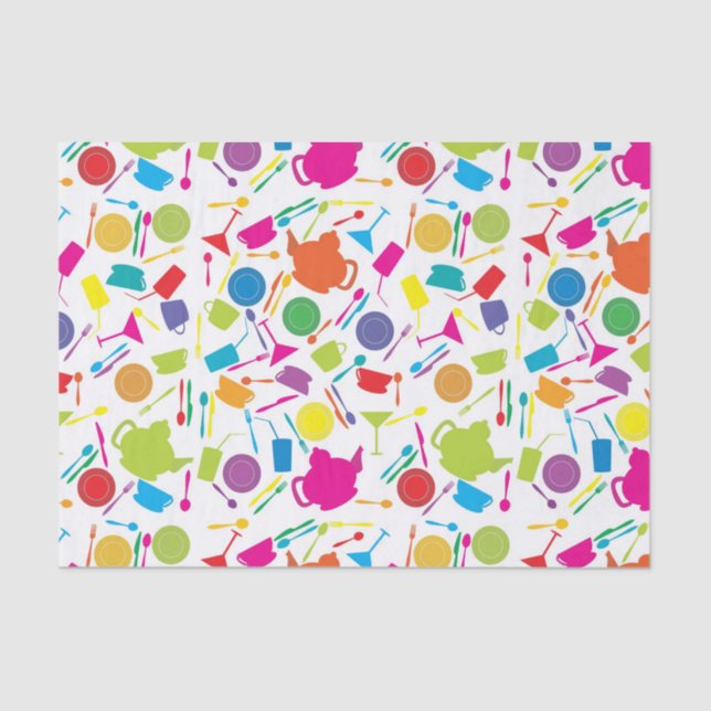 Pattern With Colored Kitchen Stuff Tissue Paper (Front)