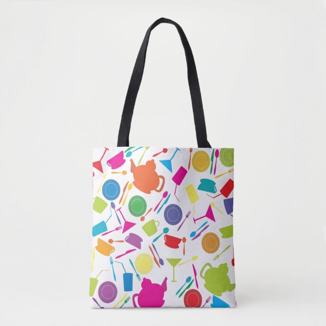 Pattern With Colored Kitchen Stuff Tote Bag (Front)