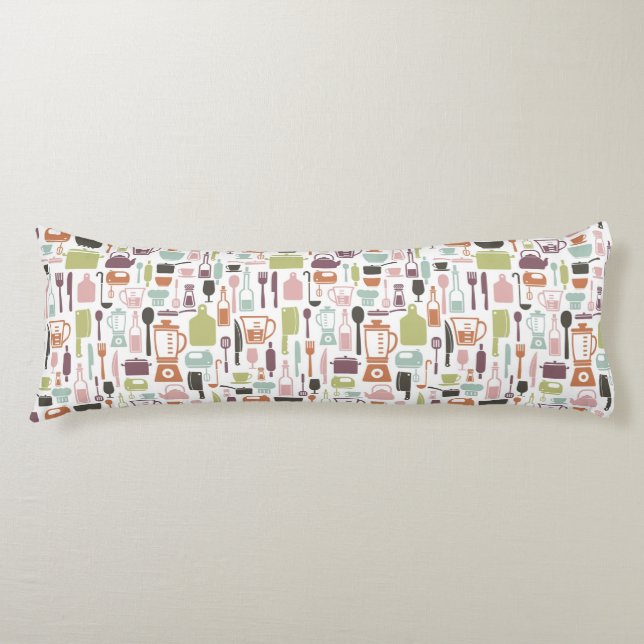 Pattern with colorful cooking icons body pillow (Front)